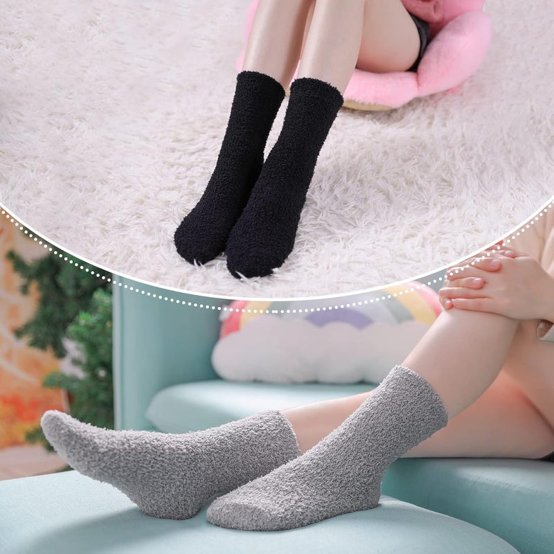 LINEMIN Womens Fuzzy Socks Cozy Fluffy Winter Warm Slipper Socks Microfiber Soft Home Sleeping Socks - Image 2